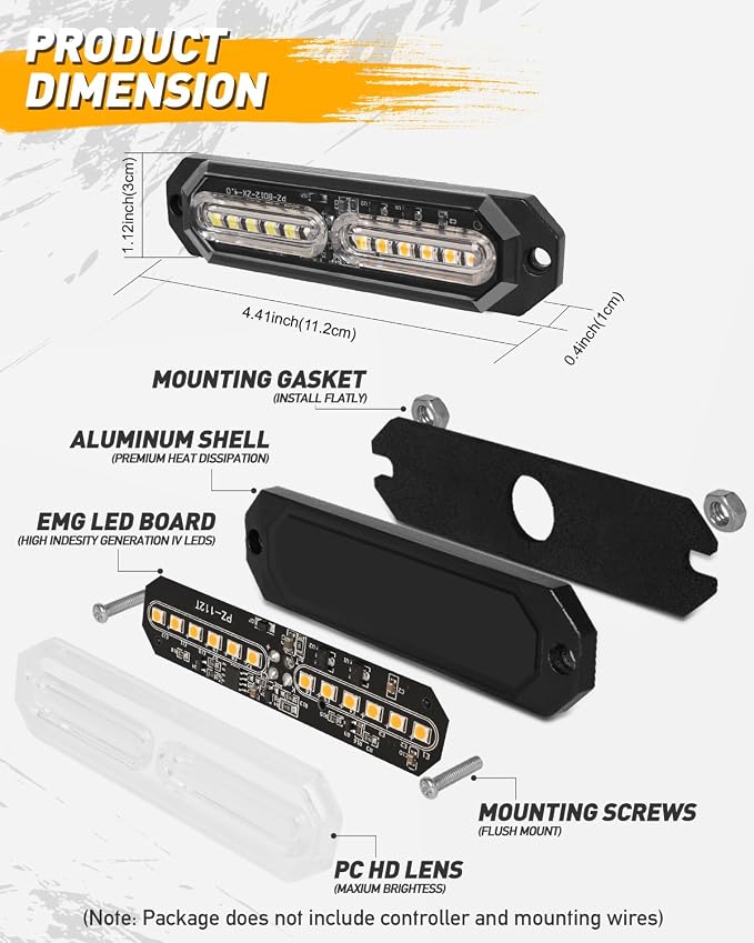 HLauto 1200T Emergency Strobe Grille Lights: 8pcs 12 LED Sync Feature Safety - Image 6