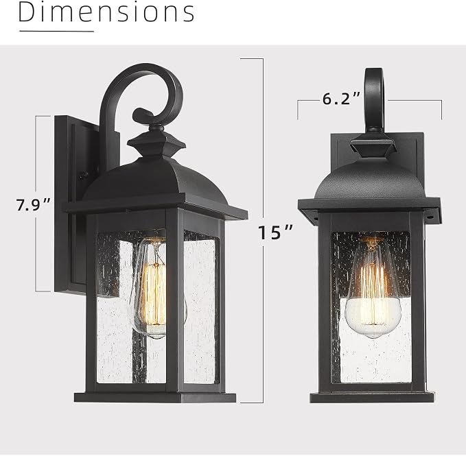 FEMILA Exterior Wall Sconce, 2 Packs Outdoor Waterproof Wall Lights Fixture - Image 7
