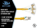 6 ft - 12 Gauge Heavy Duty Extension Cord - 3 Outlet Lighted SJTW - - Image 2
