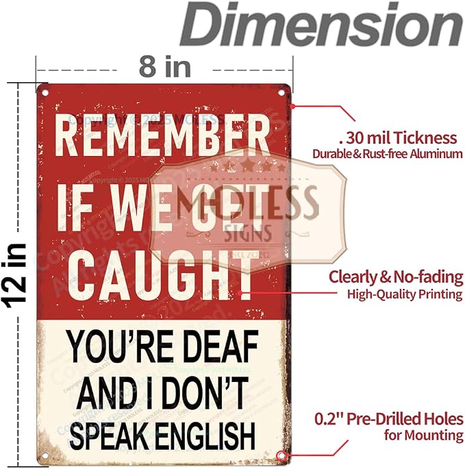 "Remember If We Get Caught" Funny Bar Sign or Man Cave Decor | 12x8″ Durable - Image 2