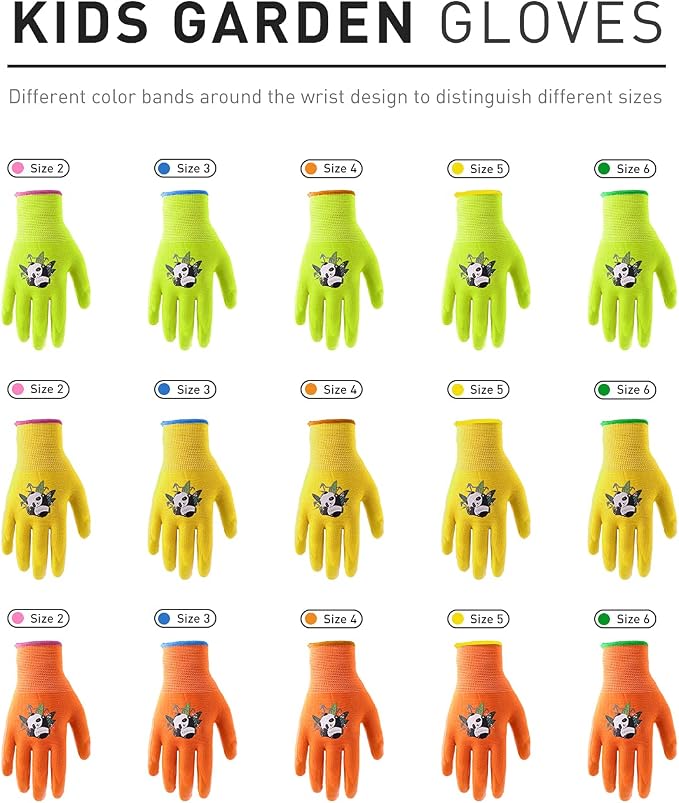 HANDLANDY 2 Pairs Kids Gardening Gloves, Toddler Children Garden Yard Work - Image 5