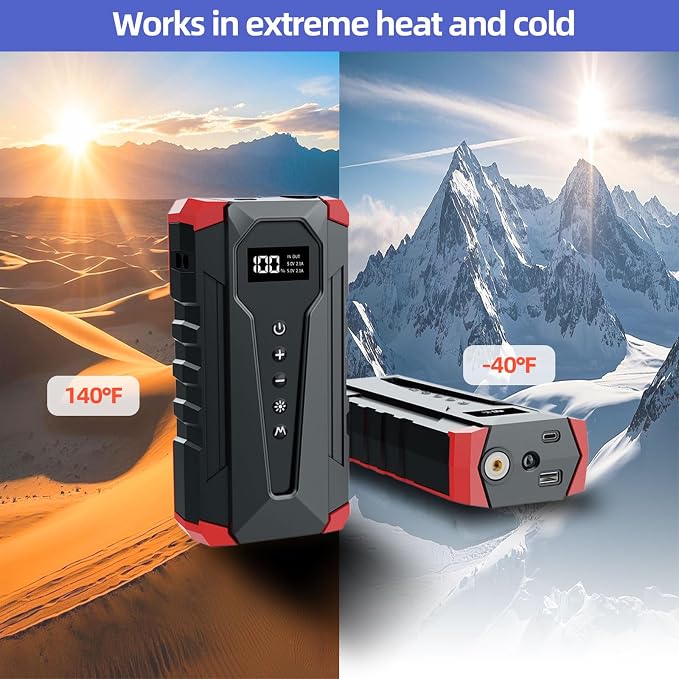 10800mAh Car Jump Starter with Air Compressor and USB/Type-C Charger, - Image 8