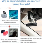 Radar Detector Mount, Rearview Mirror Rod Radar Mounting Bracket+Rearview - Image 6