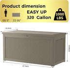 320 Gallon Lockable Resin Deck Box, Waterproof & UV-Resistant Outdoor Storage - Image 2