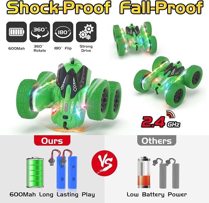 Remote Control Car, RC Cars, RC Stunt Car Toys New Upgraded Strip Light & - Image 5