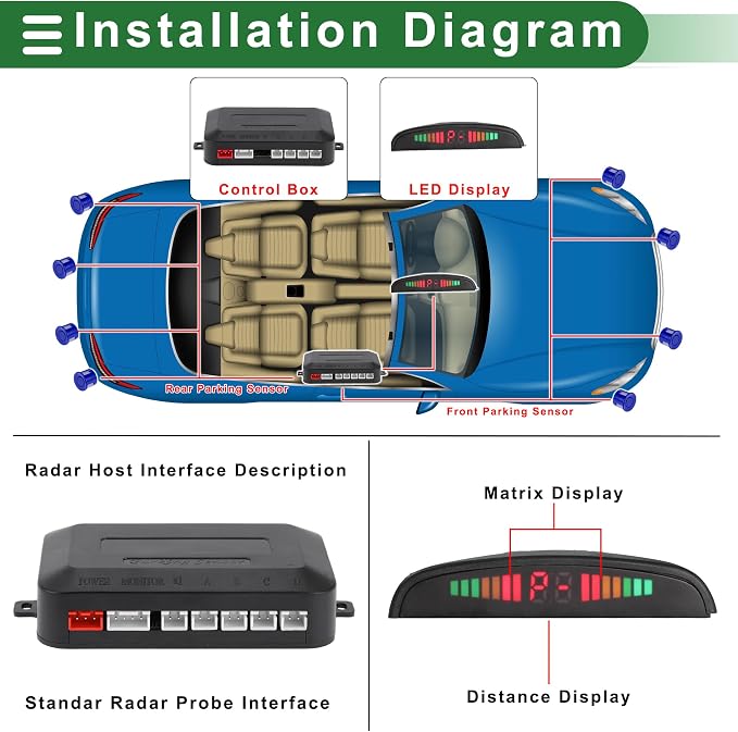 Motoforti Universal Car Auto Vehicle Reverse Backup Radar System Reverse - Image 3