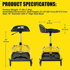 Rolling Shop Stool with Wheels, Garage Work Mechanic Stool with Backrest - Image 9