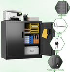 Metal Storage Cabinet with Pegboard 31.5”H×31.5”W×16.5”D, Lockable Rolling - Image 6