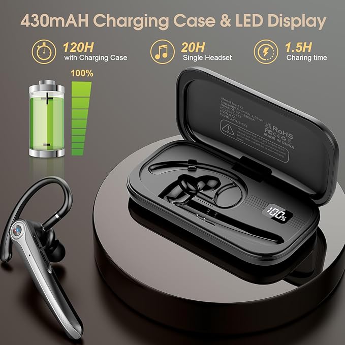 Bluetooth Headset, Wireless Bluetooth Earpiece - Image 5