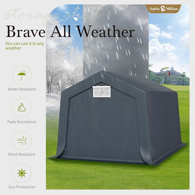 Sophia & William Carport Storage Shed 10x15 ft Portable, Heavy Duty Car Port - Image 5