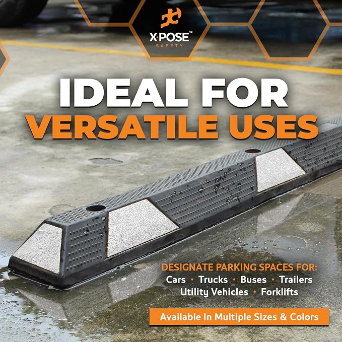 Xpose Safety 72" Heavy Duty Rubber Parking Stopper – 1 Pack Wheel Blocks - Image 6