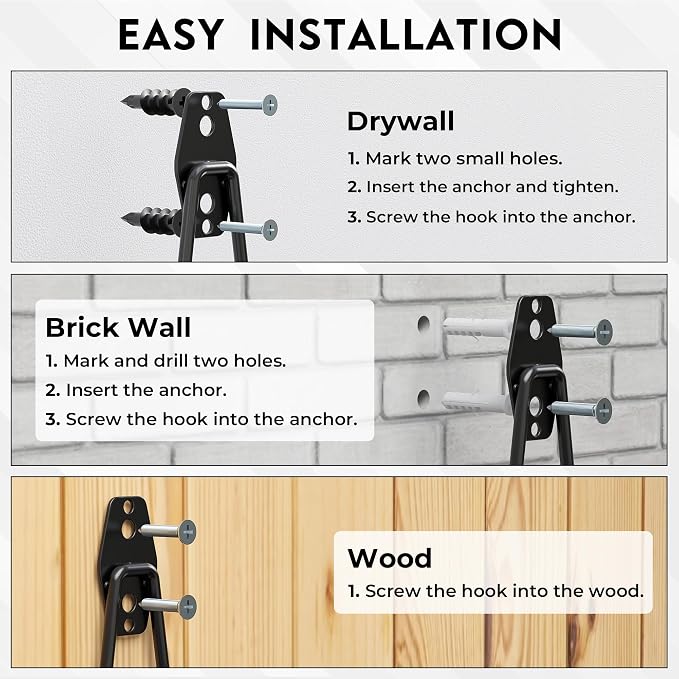 BONTEC Heavy Duty Garage Hooks, Anti-Slip Coated Black Steel - Image 6