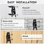 BONTEC Heavy Duty Garage Hooks, Anti-Slip Coated Black Steel - Image 6