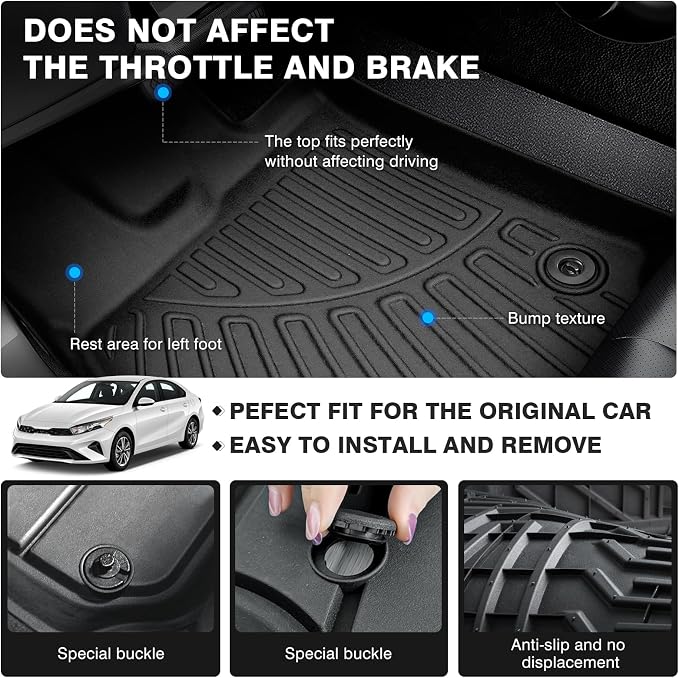 Powerty Floor Mats for 2019-2022 2023 2024 Kia Forte Accessories All Weather - Image 4