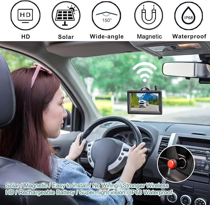 Wireless Backup Camera for Trucks & RVs, Solar - Image 7