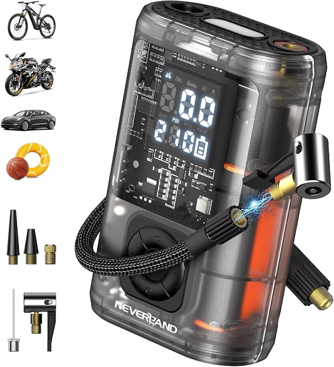 NEVERLAND Tire Inflator Portable Air Compressor - 12000mAh 150PSI Auto Air Pump by Professionalcoversellers