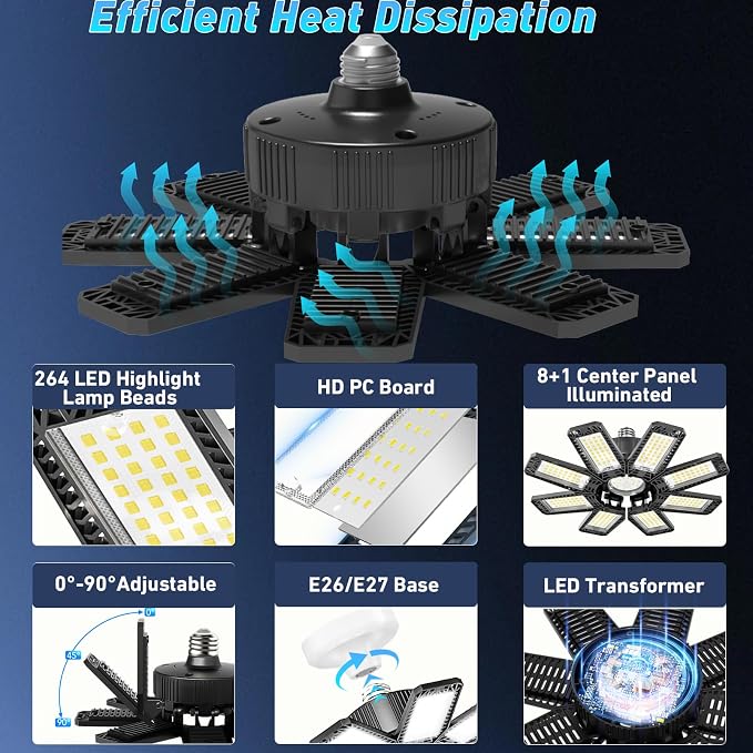 Garage Light 4 Pack - 240W 24000LM 6500K Garage Lights Ceiling LED - Image 3