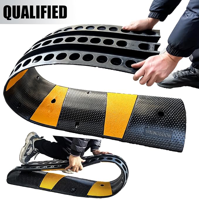2 Channel Rubber Speed Bumps Humps, 6 Feet Long Traffic Driveway Ramp - Image 3