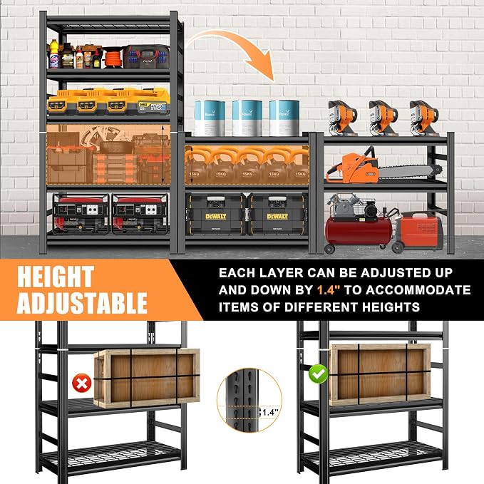 72''H Garage Shelving 3500LBS Capacity Heavy Duty Storage Shelves, Adjustable 5 - Image 6