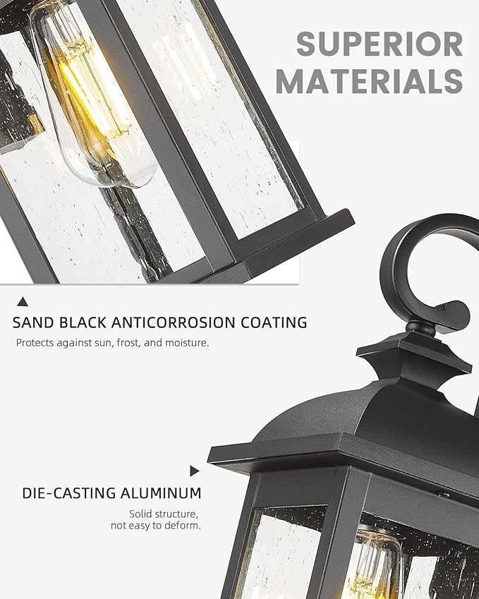 FEMILA Dusk to Dawn Outdoor Wall Sconce, Front Porch Light Fixtures Wall Mount - Image 3