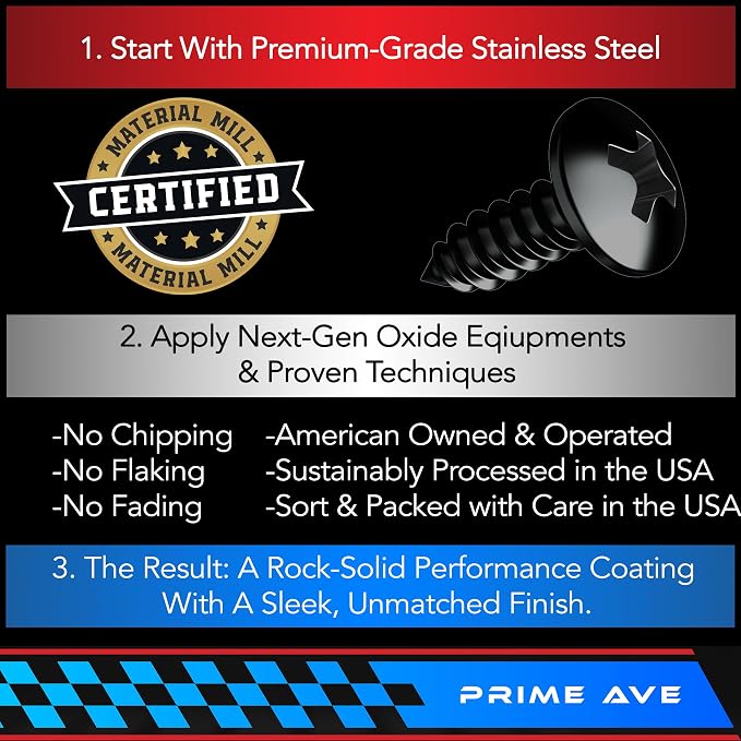 Black Oxide Stainless Steel License Plate Screws - Image 3