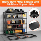 5 Tier 60”D X 24”W X 78”H Garage Shelves Heavy Duty 3000LBS Adjustable Metal - Image 4