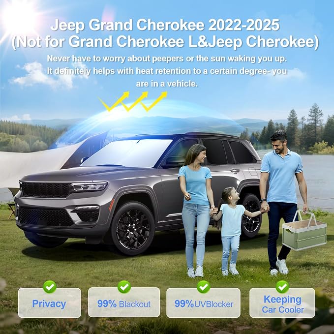 8pcs Car Window Shades for Jeep Grand Cherokee 2022-2025 Accessories, - Image 2