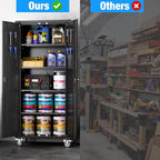Garage Storage Cabinet with Wheels & Pegboard, Assembly Required - Image 6