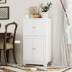 White Bathroom Floor Cabinet, Metal Storage Cabinet - Image 6