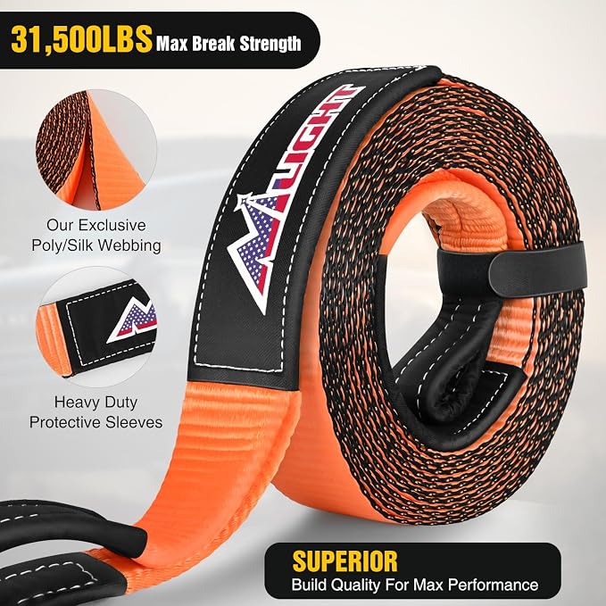 Nilight 3" x 20' Recovery Tow Strap Lab Tested 31, 500lbs Break Strength Heavy - Image 5