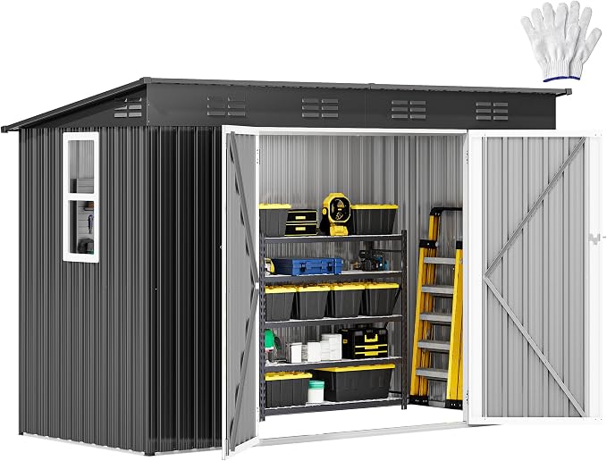 DWVO 9.1x4.2ft Metal Outdoor Storage Shed by DWVO