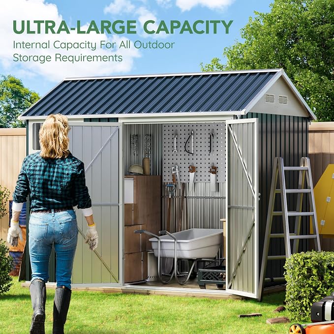 8X6FT Outdoor Steel Storage Shed - Image 2