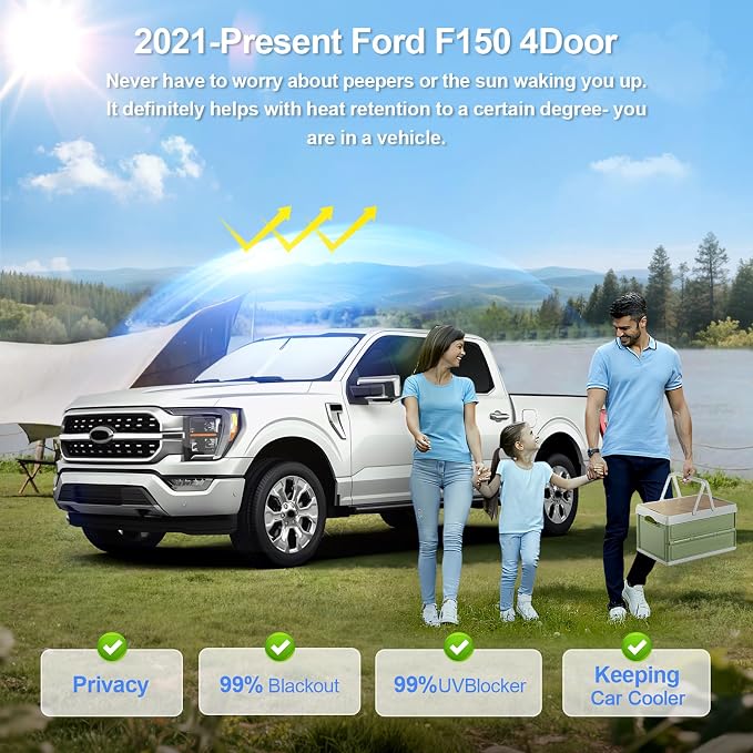 6pcs Car Window Shades for Ford F150 4Door 2021-Present Accessories, Windshield - Image 2