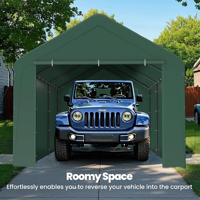 GOJOOASIS 10x20 Carport Heavy Duty Portable Garage Shelter Metal Car Canopy Tent - Image 5