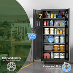 Garage Storage Cabinet with Wheels & Pegboard, Assembly Required - Image 7