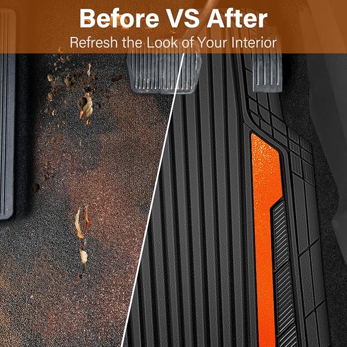 CAR PASS Heavy Duty Rubber Car Mats Metallic, Aluminum Film All Weather Floor - Image 6