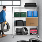 Rengue Wire Shelving with Wheels, 4-Tier Heavy Duty Garage Storage Shelves - Image 2