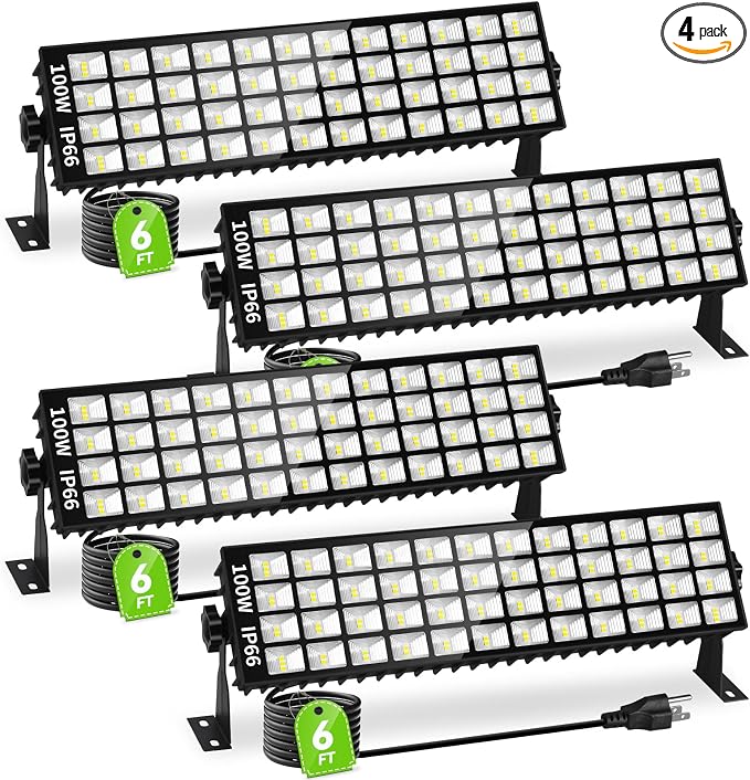 4 Pack LED Shop Lights, 100W 11000LM Plug in Garage Light by Linstaine