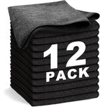 Black Microfiber Cleaning Cloth 13"x13", Ultra Soft Absorbent Microfiber by WEAWE