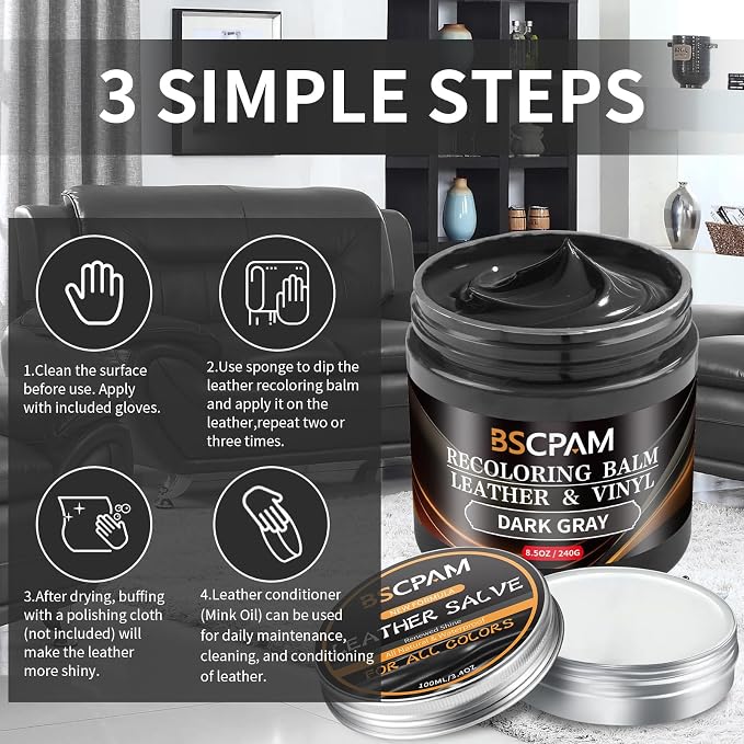 Dark Gray Leather Recoloring Balm - Image 5