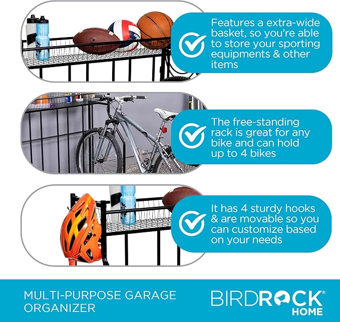 BIRDROCK HOME Bike Rack Garage Storage Floor Stand - Image 5