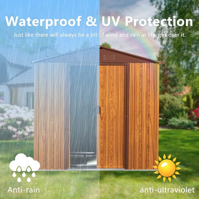6x6 FT Outdoor Storage Shed, Metal Garden Shed - Image 6