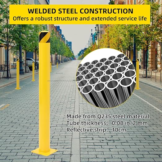 Safety Bollard 2 Packs, 48 Inch Height Steel Bollard Post - Image 6