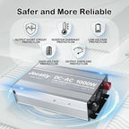 2AC 1000W Pure Sine Wave Inverter, Convert DC 12V to AC 110V 120V, 18W USB - Image 6