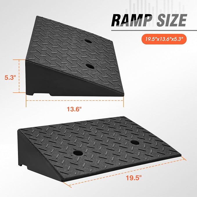 DNA MOTORING 2pcs 5.3" Rise Rubber Curb Ramp Heavy Duty Loading Driveway Ramp - Image 2