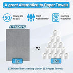 FIXSMITH Grey Microfiber Cleaning Cloth, Reusable Shop Towels, Microfiber Towels - Image 4