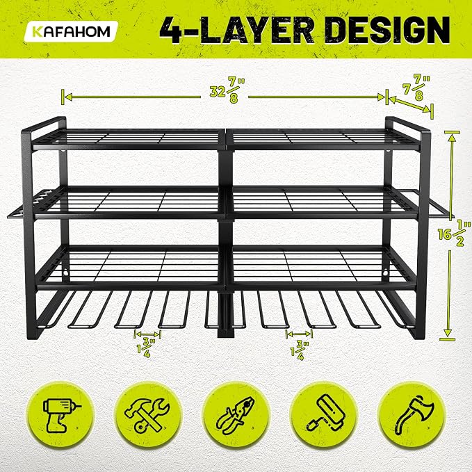 KAFAHOM Power Tool Organizer-8 Drill Holder Wall Mount, 4 Layer Heavy Duty - Image 3