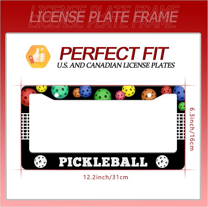 Personalized License Plate Frame Pickleball Stainless Steel Accessory Colored - Image 2