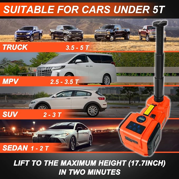 E-HEELP Electric Car Jack Kit 5Ton 12V Hydraulic Car Jack Lift - Image 2
