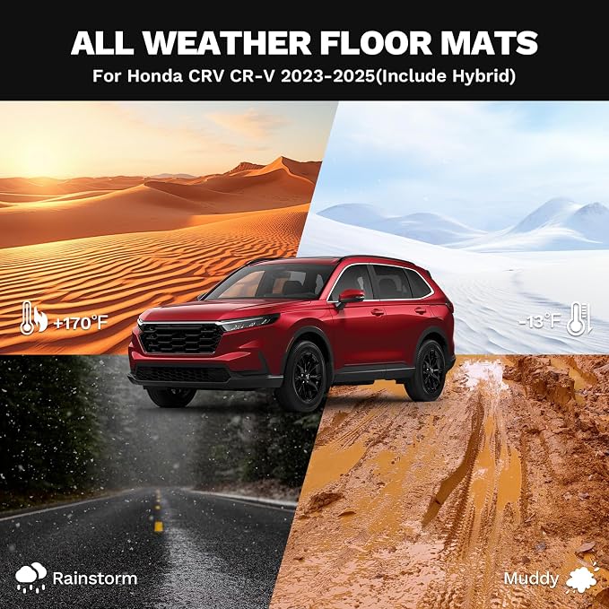Powerty Floor Mats for Honda CR-V 2023 2024 2025 Accessories All Weather Car - Image 4